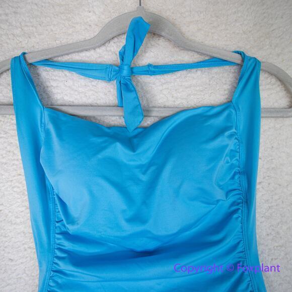 Tommy Bahama Ruched Halter Cobalt Blue One-Piece Swimsuit, women size 10 - Picture 2 of 10